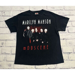 Marilyn Manson Shirt Adult Large Black MOBSCENE Rock Band Tee Goth Punk y2k